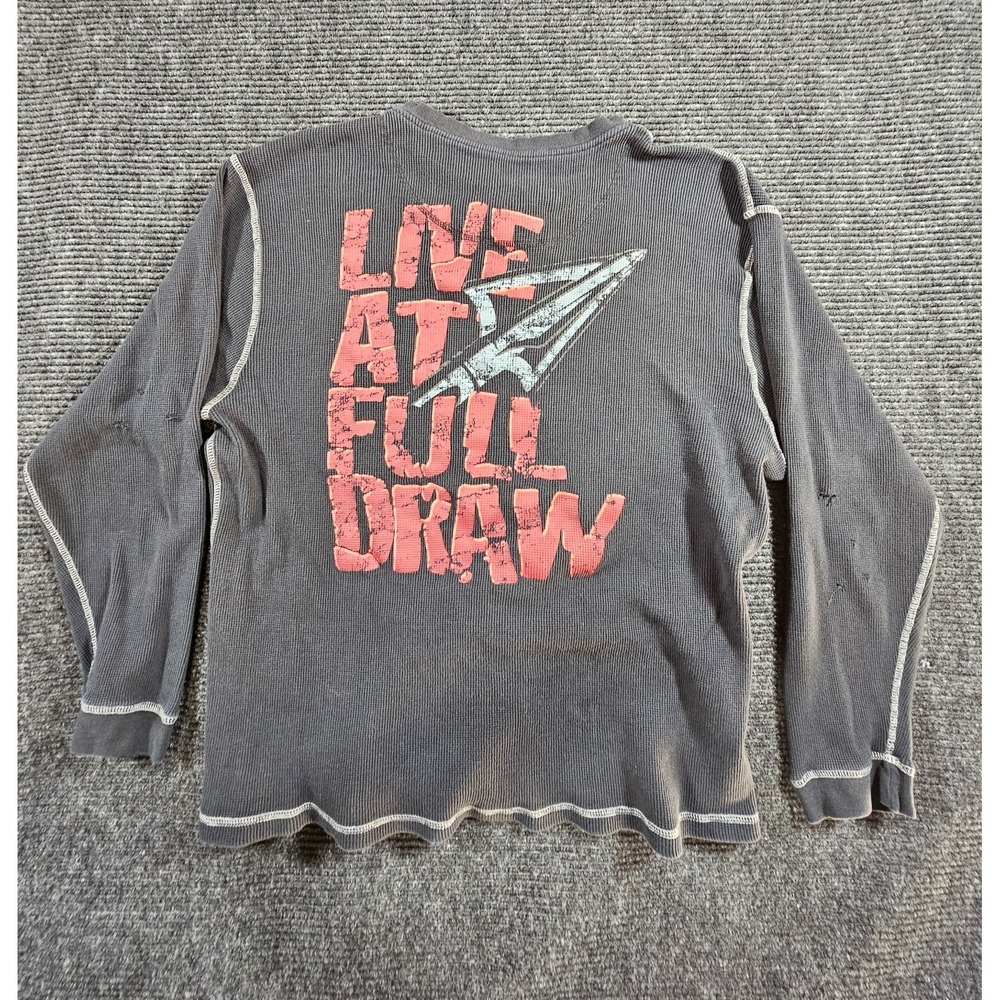 Legendary Whitetails Henley Shirt Mens 3XL Gray Waffle Knit Live At Full Draw